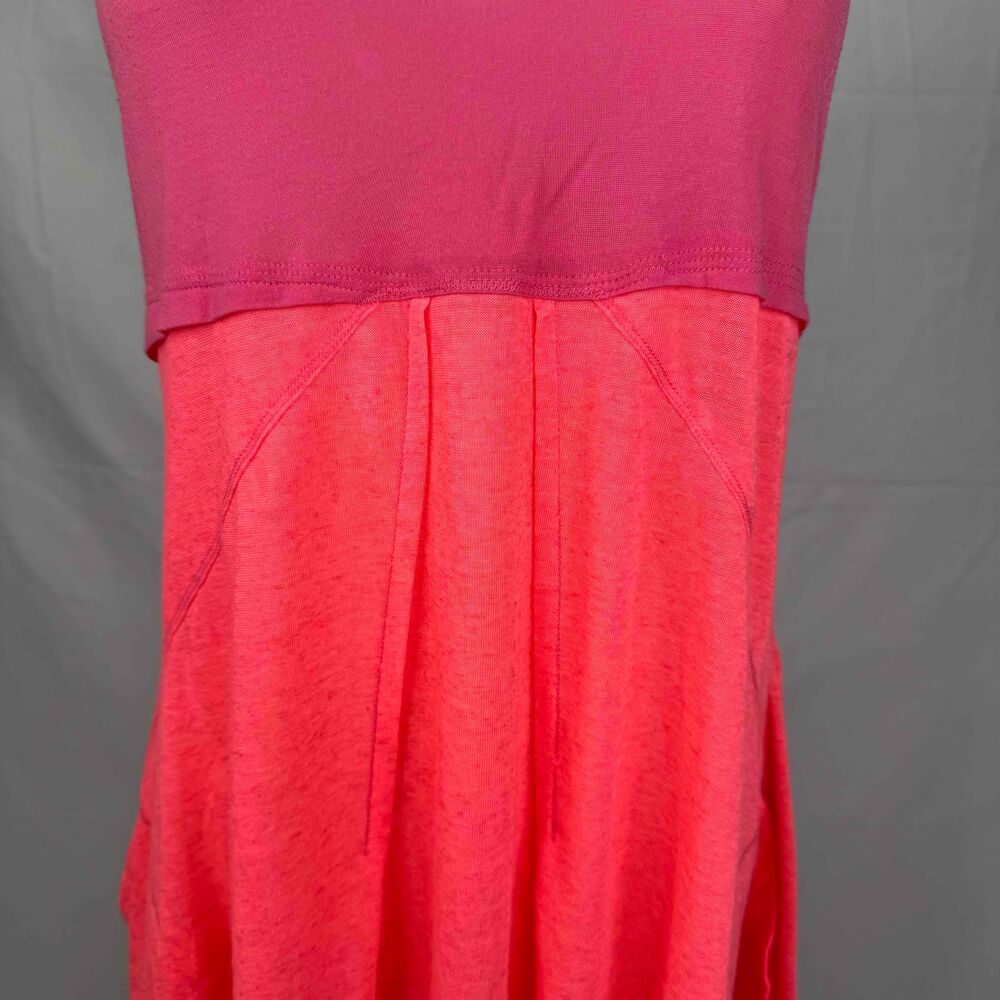 Free People Orange Sleeveless Scoop Neck Dress Two Tone Large Color Block Boho - Picture 3 of 10